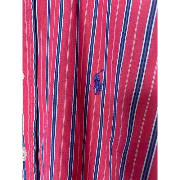 2000s Ralph Lauren Pink Blue Stripes Old Money Prep Corporate Button Up Shirt M - Picture 3 of 4
